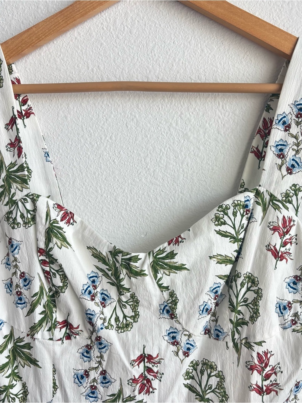 NWT Avec Les Filles White Maxi Bustier Cotton Dress Pastel Floral Print Feminine - Picture 4 of 10